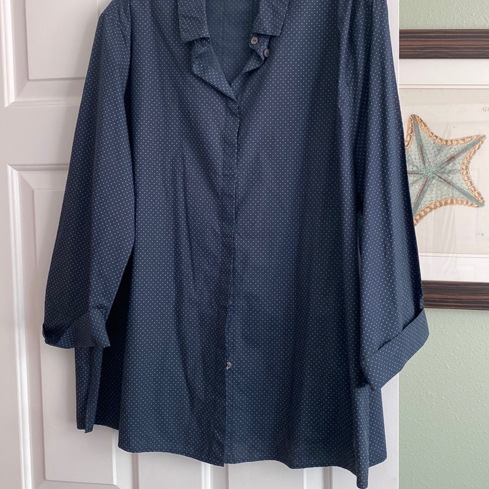 Oska 3/4 Sleeve Navy Dot Blouse